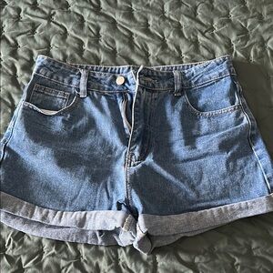 SHEIN Blue Jean Shorts Cuffed Hem